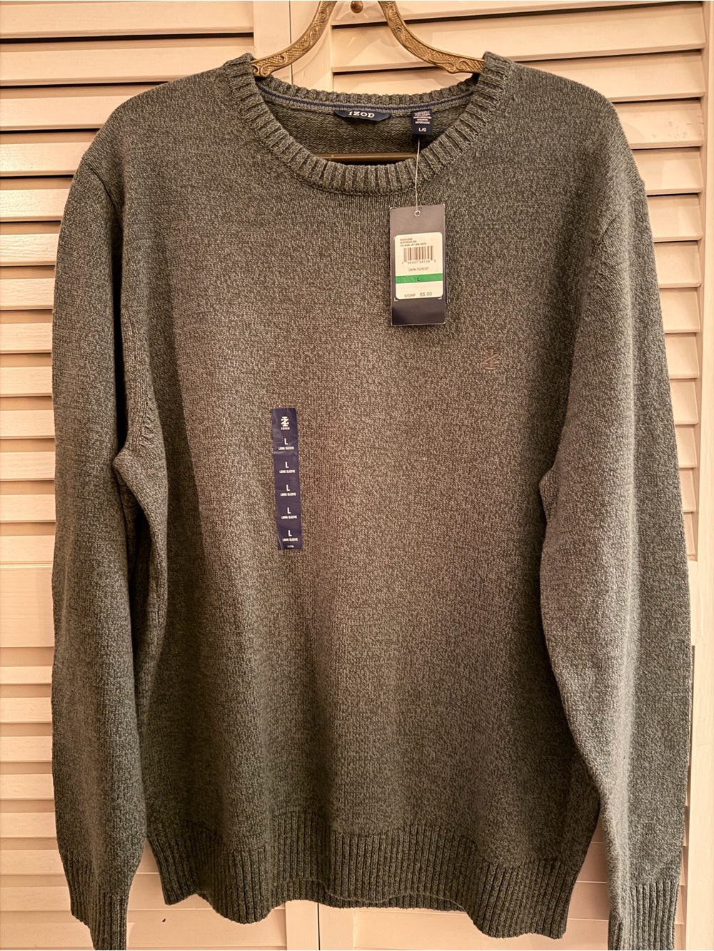 Izod Men's Crewneck Sweater in Olive